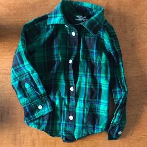 Green plaid boys dress shirt